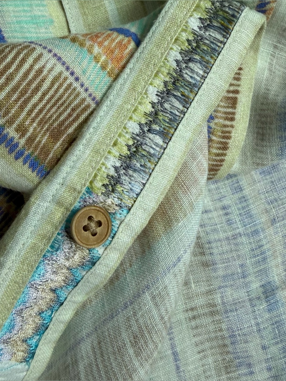Robert Graham Linen Button-Up Shirt Large Multicolor Striped Short Sleeve miami - Picture 12 of 12
